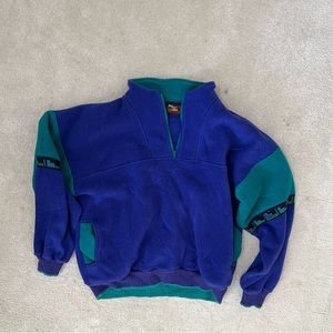 Vintage blue color block fleece